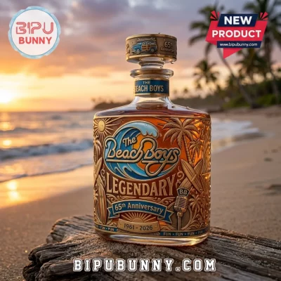 The Beach Boys 65th Anniversary Engraved Whiskey Bottle