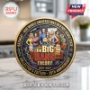 The Big Bang Theory 20th anniversary collector coin featuring show cast, physics formulas, and D&D book on marble surface.!