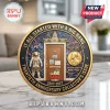 Round Big Bang Theory 20th anniversary gold-rimmed collector coin featuring Apartment 4A door, astronaut, and Nobel Prize emblem.!