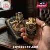 Gold-toned metal Zippo-style lighter featuring The Godfather 55th anniversary logo, a red rose, and filigree scrollwork.!