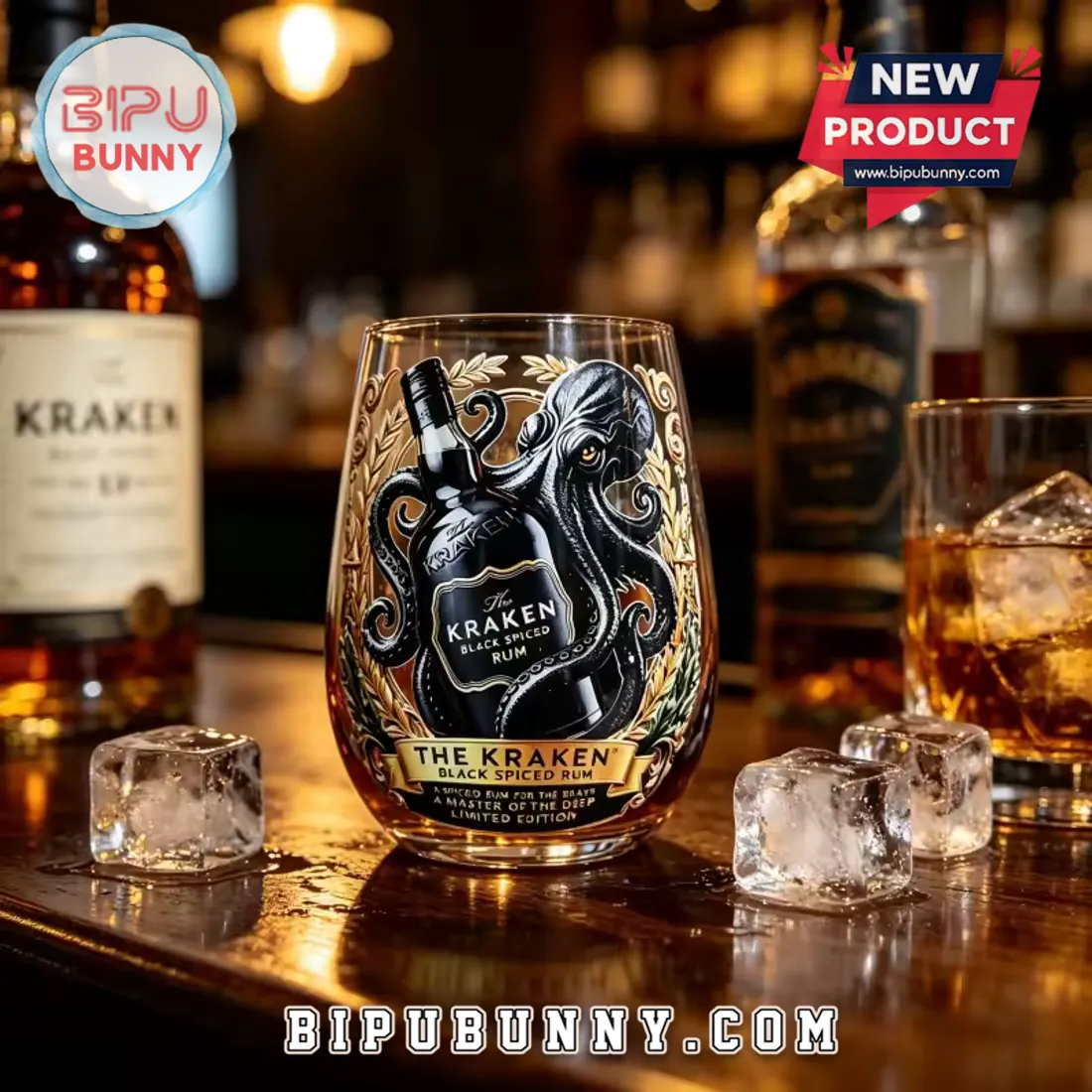 The Kraken Black Spiced Rum Octopus Collectible Whiskey Glass The Kraken Black Spiced Rum Octopus Collectible Whiskey Glass