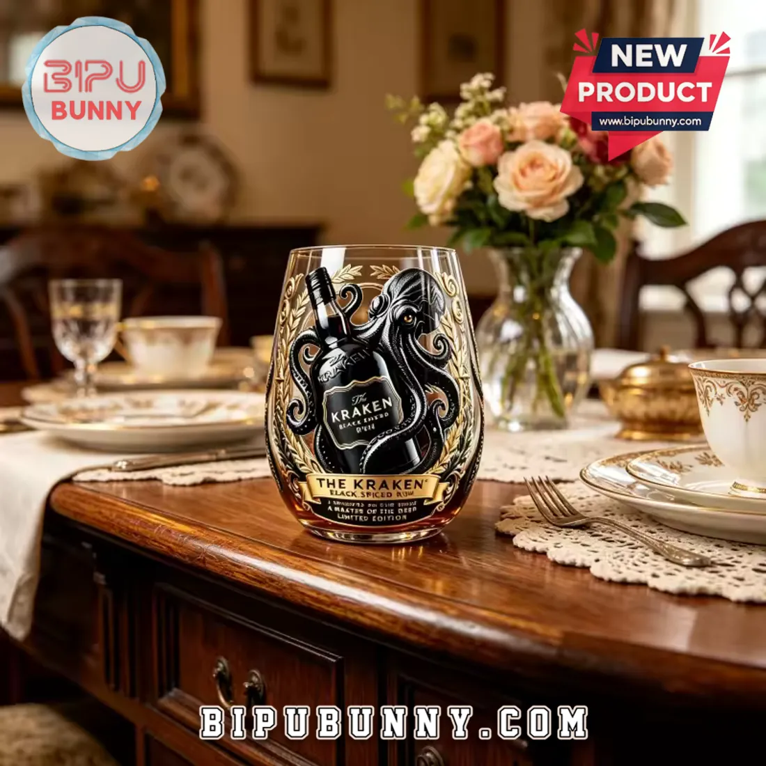 The Kraken Black Spiced Rum Octopus Collectible Whiskey Glass The Kraken Black Spiced Rum Octopus Collectible Whiskey Glass