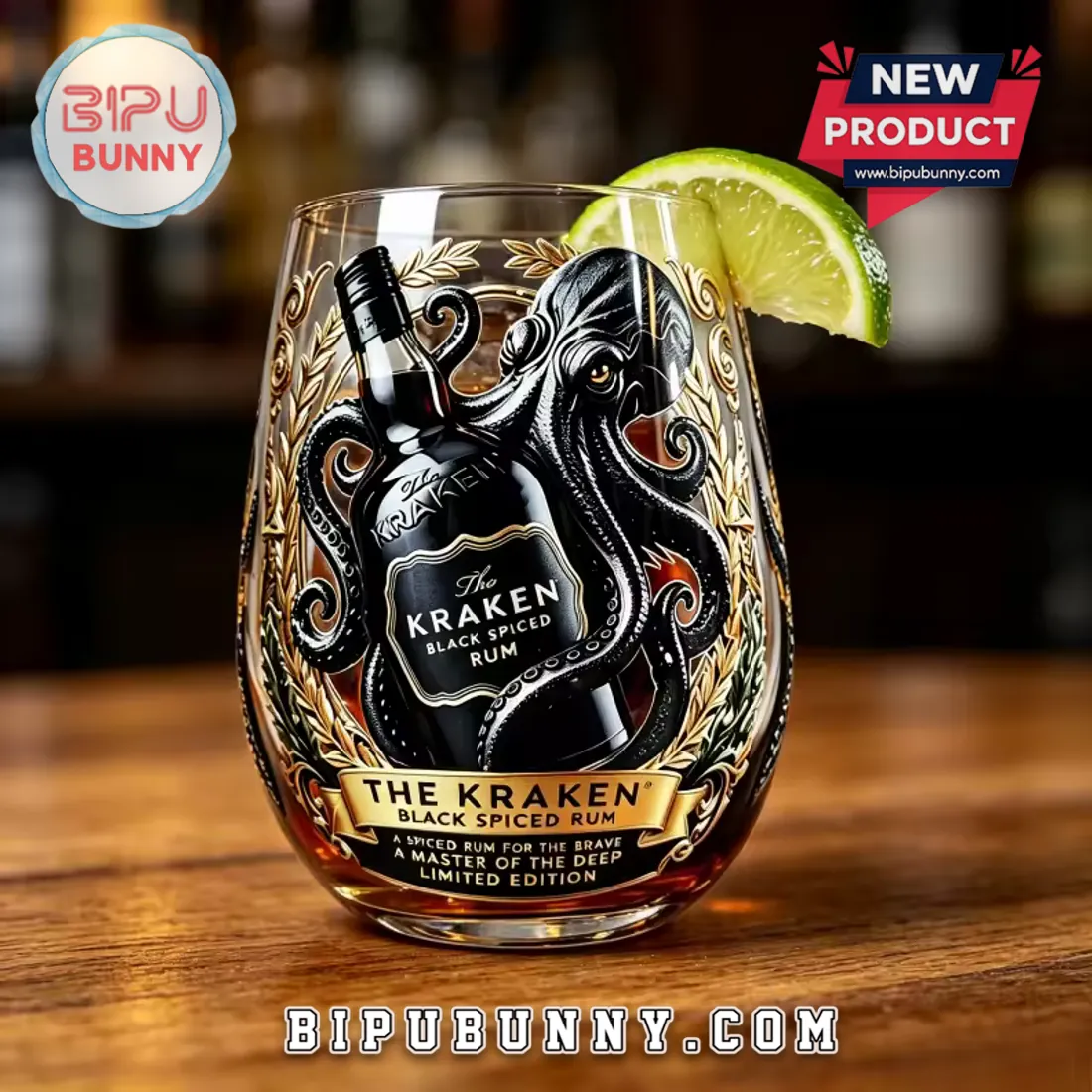 The Kraken Black Spiced Rum Octopus Collectible Whiskey Glass The Kraken Black Spiced Rum Octopus Collectible Whiskey Glass