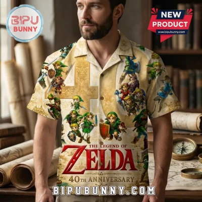 The Legend of Zelda 40th Anniversary Link Generations Gold Hawaiian Shirt