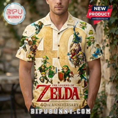 The Legend of Zelda 40th Anniversary Link Generations Gold Hawaiian Shirt