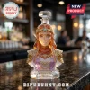 Legend of Zelda Princess Zelda crystal glass decanter with gold trim, featuring 40th anniversary text on a granite bar top.!