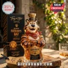 Tony the Tiger shaped glass whiskey decanter with gold cap, black box with Father's Day text, and matching etched glass.!