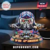 Top Gun 40th anniversary LED desk lamp with Maverick flight helmet, fighter jets, and airfield base on a dark bedroom table.!