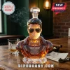 Top Gun 50th anniversary faceted glass whiskey decanter shaped like a pilot wearing aviator sunglasses.!