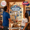 Toronto Blue Jays decorative metal wind chime with team logos, baseball player figurines, and metallic silver pipes.!