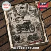 Triumph motorcycle print button-down shirt in black and cream featuring Union Jack motifs and vintage speedometers.!