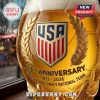 Soccer ball shaped beer glass featuring the USA national team logo, golden laurel leaves, and 113th anniversary text.!
