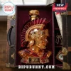 Amber crystal Spartan warrior helmet decanter with a red crest in a velvet-lined vintage leather carrying case.!