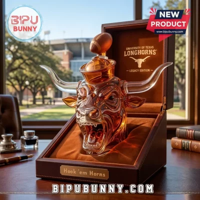 University of Texas Longhorns Amber Glass Bull Head Whiskey Decanter