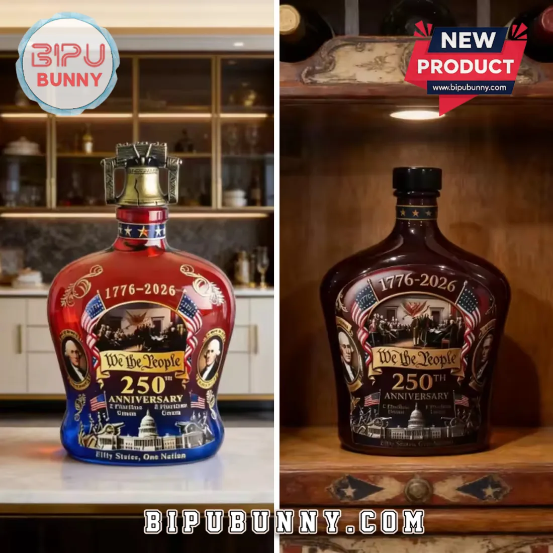 US 250th Anniversary We The People Patriotic Home Bar Decor Whiskey Decanter US 250th Anniversary We The People Patriotic Home Bar Decor Whiskey Decanter