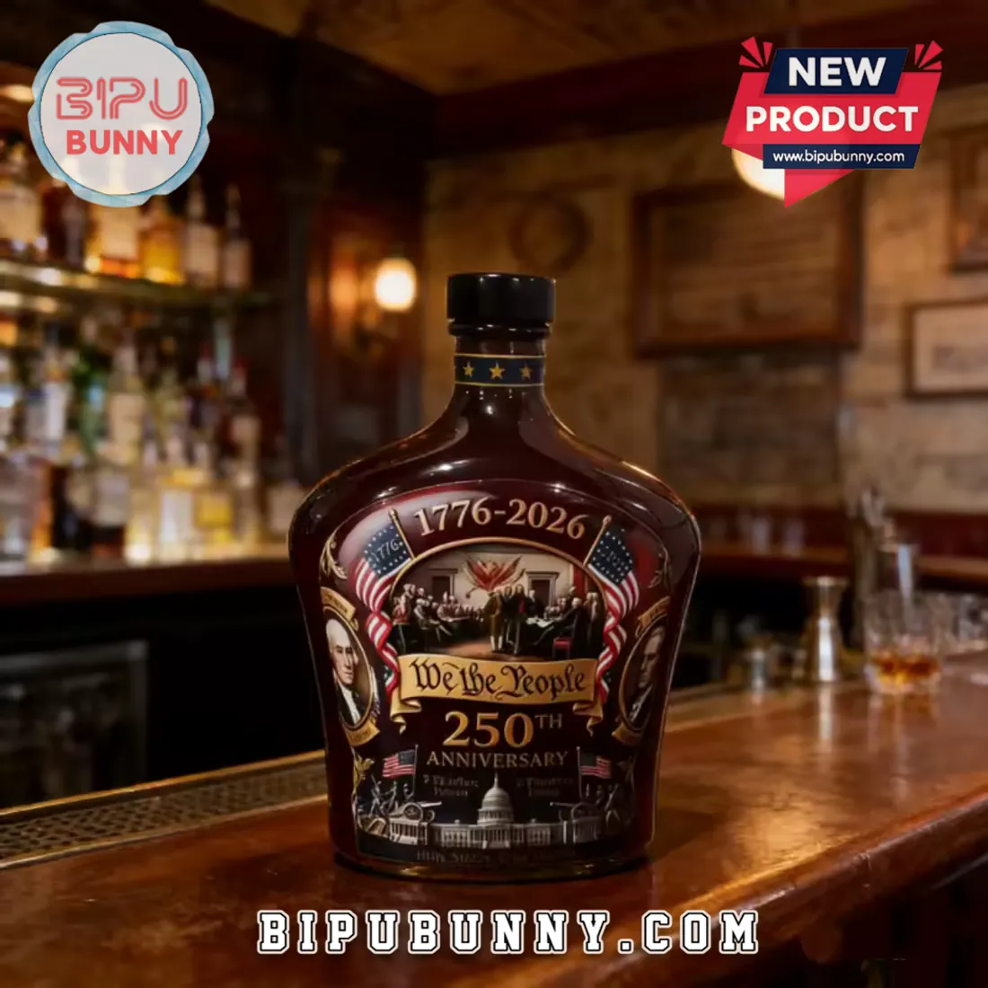 US 250th Anniversary We The People Patriotic Home Bar Decor Whiskey Decanter US 250th Anniversary We The People Patriotic Home Bar Decor Whiskey Decanter