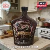 Decorative dark glass liquor bottle featuring 1776-2026 We The People 250th anniversary graphics and American flag imagery.!