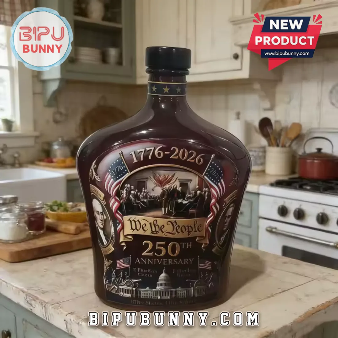 US 250th Anniversary We The People Patriotic Home Bar Decor Whiskey Decanter US 250th Anniversary We The People Patriotic Home Bar Decor Whiskey Decanter