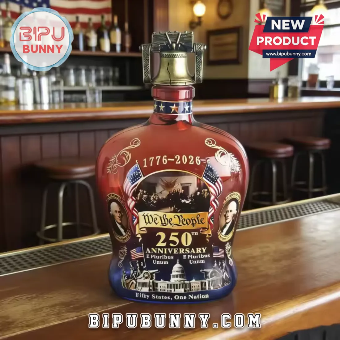 US 250th Anniversary We The People Patriotic Home Bar Decor Whiskey Decanter US 250th Anniversary We The People Patriotic Home Bar Decor Whiskey Decanter