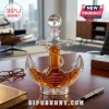Anchor-shaped glass whiskey decanter filled with amber liquid, etched with 250th Anniversary Navy 1775-2025 text.!