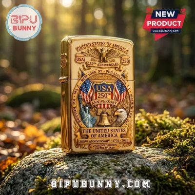 USA 250th Anniversary Gold Engraved Zippo Lighter Case