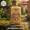 Gold flip-top lighter featuring US 250th anniversary embossing, Statue of Liberty, Liberty Bell, eagle, and American flags.!