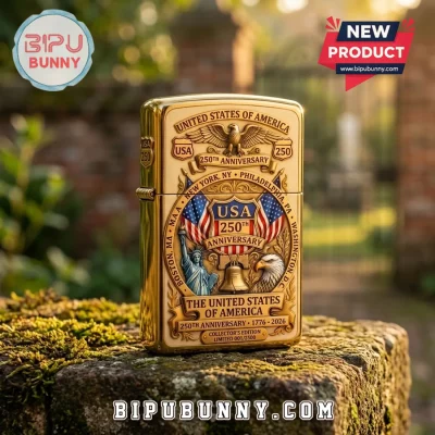 USA 250th Anniversary Gold Engraved Zippo Lighter Case