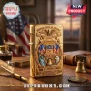 Gold-tone metal lighter featuring USA 250th anniversary engraving with eagle, Liberty Bell, and American flag motif.!