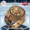 Vegas Golden Knights 2026 Western Conference championship ring with gold metal, black accents, and clear crystal inlay.!