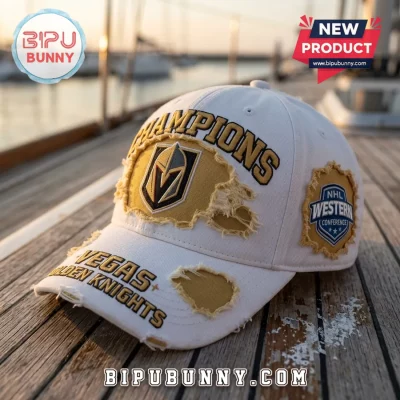 Vegas Golden Knights Western Conference Champions Distressed White Hat