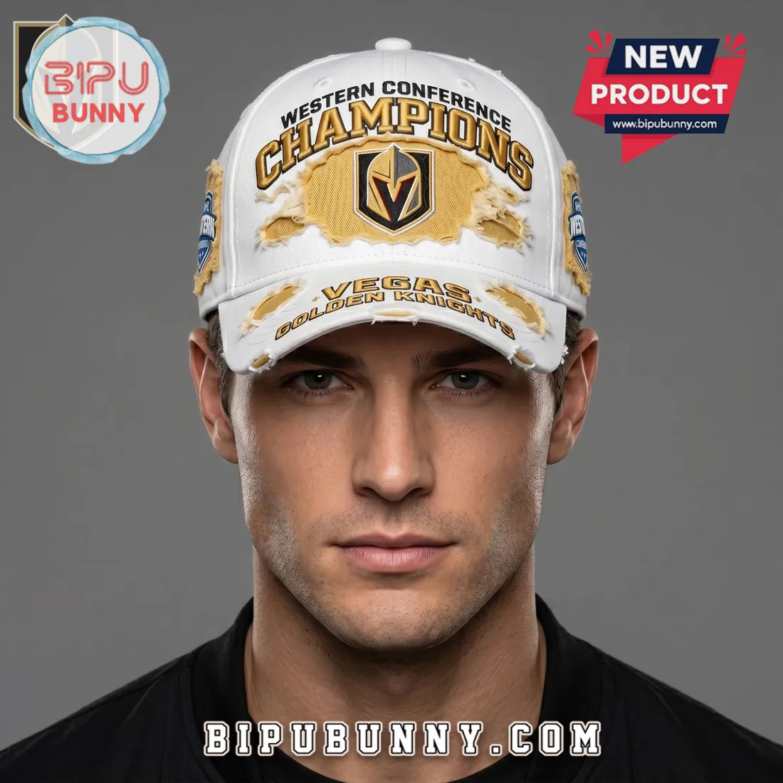 Vegas Golden Knights Western Conference Champions Distressed White Hat Vegas Golden Knights Western Conference Champions Distressed White Hat
