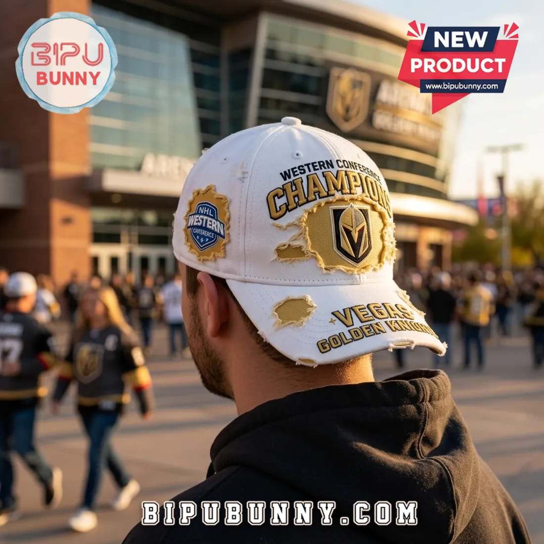 Vegas Golden Knights Western Conference Champions Distressed White Hat Vegas Golden Knights Western Conference Champions Distressed White Hat