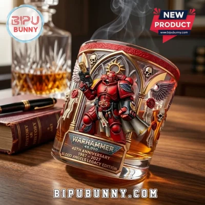 Warhammer 40000 Blood Angels 40th Anniversary Sculpted Whiskey Glass