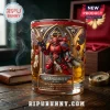 Warhammer 40,000 Blood Angels 40th Anniversary glass with embossed red space marine, Gothic arches, and skulls.!