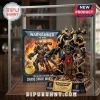 Warhammer 40,000 Chaos Space Marine brick construction figure in gold and black with display box in glass case.!