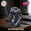 Ultramarines Primaris Space Marine action figure in blue power armor with gold trim, holding a bolt rifle and a power sword.!