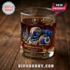 Warhammer 40k Ultramarines whiskey glass featuring a blue space marine helmet, gold skull icon, and embossed text details.!