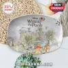Oval ceramic serving platter featuring watercolor illustrations of Disney Winnie the Pooh characters and 100 years logo.!