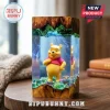 Winnie the Pooh figurine encased in clear resin and wood block with blue swirling smoke effect and green moss base.!