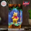 Winnie the Pooh figurine inside a rectangular resin and wood lamp with blue light effects and a miniature honey pot.!