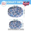 Two oval Eeyore themed serving platters featuring repeating blue donkey patterns with butterflies on a light gray background.!