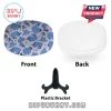 Eeyore character ceramic oval decorative plate with blue patterns and a black plastic display stand.!