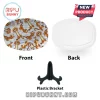Tigger oval ceramic plate with purple zebra print pattern, white back side, and black plastic display easel stand.!