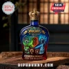 World of Warcraft 22nd anniversary blue glass bottle with gold crown stopper, Illidan, Lich King, and faction logos.!