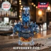 Lich King crystal decanter with blue faceted armor, glowing eyes, and 2004-2026 22nd anniversary inscription on wood table.!