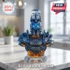 Lich King glass decanter with blue faceted armor, glowing eyes, and 2004-2026 22nd anniversary text on white marble.!