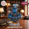 Lich King crystal decanter with glowing blue eyes, metallic blue armor, and 2004-2026 22nd anniversary engraving on base.!