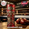 Red acrylic tumbler featuring embossed The Rock Brahma Bull logo, WWE championship belt, and boxing glove graphics.!