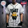 White button-up baseball jersey featuring a Minion dressed as Yeat with black text reading This Is Yeat.!