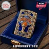 New York Knicks 2026 NBA Champions gold Zippo lighter with blue enamel inlay and rhinestones in a blue velvet display box.!